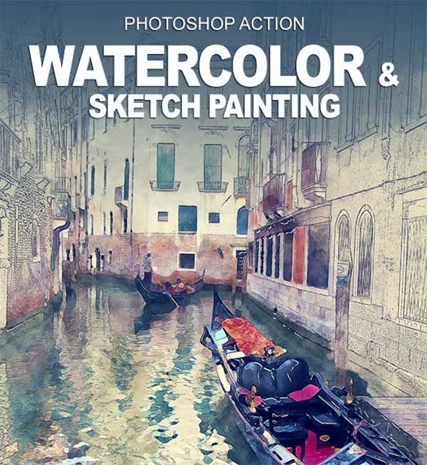 Watercolor and Sketch painting PS Actions