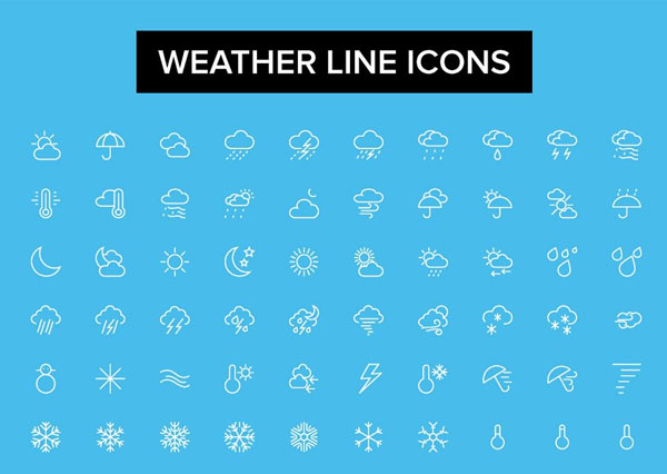 Weather Line Icons Set