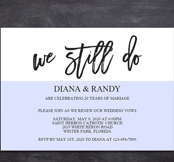 Wedding anniversary invitation Template