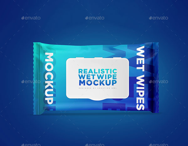 Wet Wipes Tissue Pouch Packaging Mockup