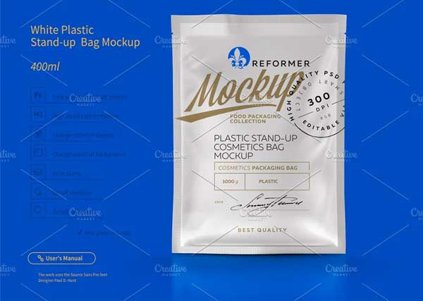 White Plastic Standup Bag Mockups