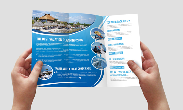 Winter Vacation Travel Trifold Brochure Design