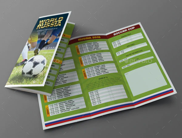 World Soccer Cup 2018 Schedule Brochure Bundle
