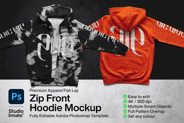 Zip Front Hoodie Mockup