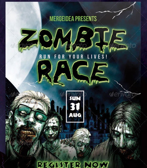 Zombie Night Race Flyer Template