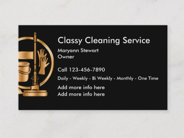 Classy Cleaning Service Business Cards