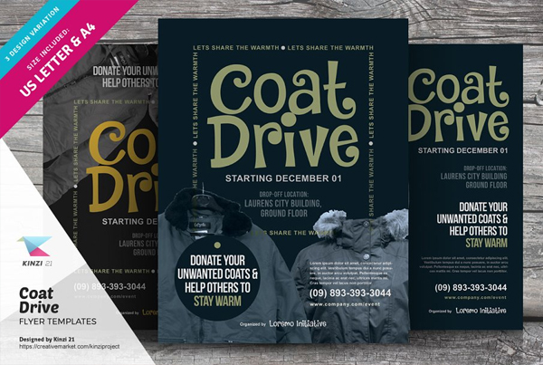 Coat Drive Book Promotion Flyer Templates