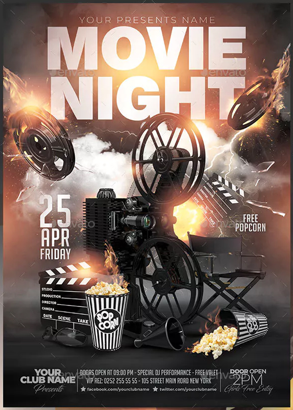 Movie Night Flyer Templates Free Premium PSD Ai Eps Vector Formats