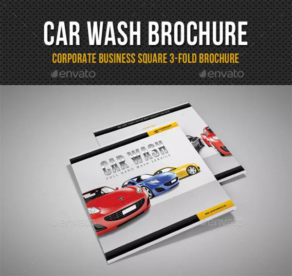 Car Wash Square 3-Fold Brochure Design