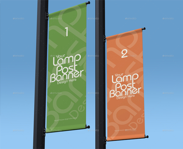 Editable Lamp Post Banner Mockup